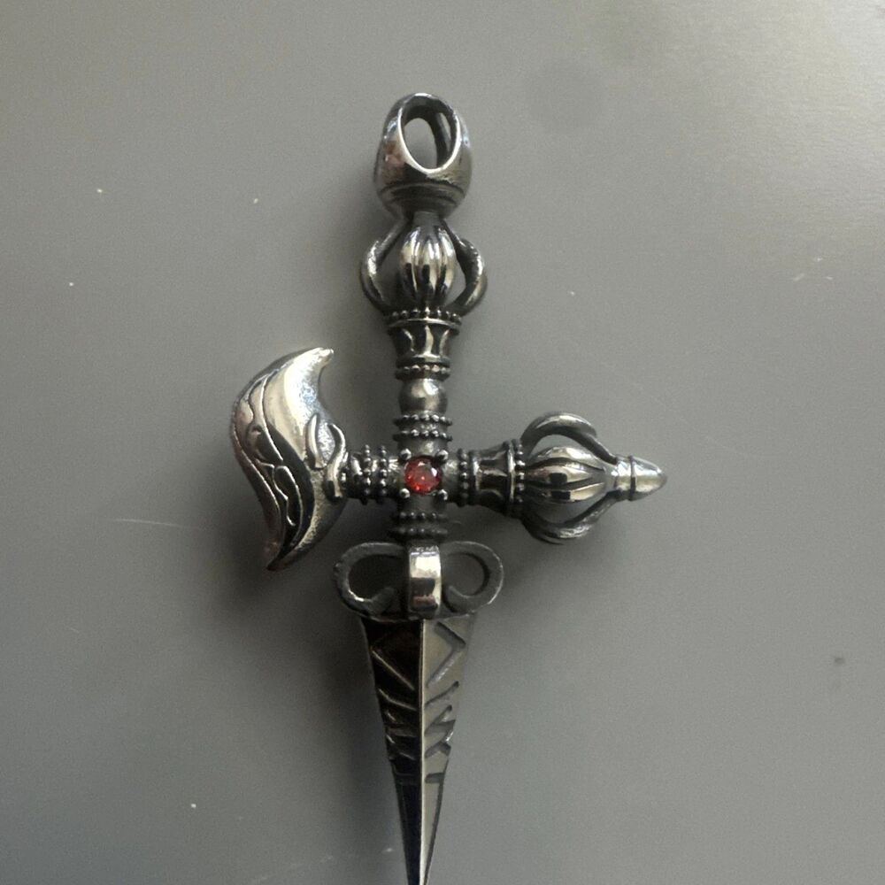 Cross Dagger Viking Sword Stainless Steel Pendant 24 Inch Chain Men’s Gift ￼